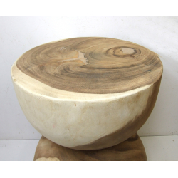 Stolik Stołek Owal okrągły pełne drewno TEAK 45x40cm